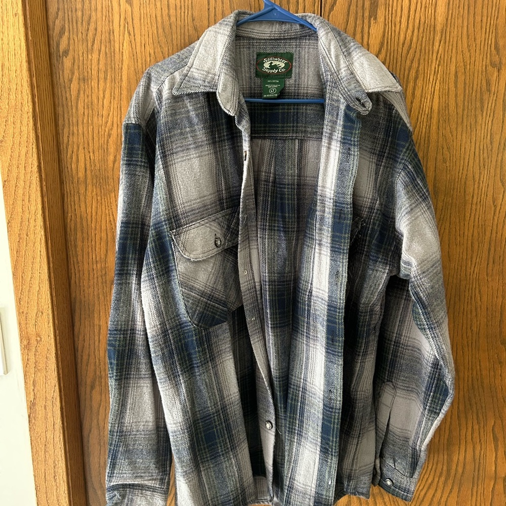 Men's Gray & Blue Plaid Lightweight Shirt Jacket - Golden Bear Supply Co.